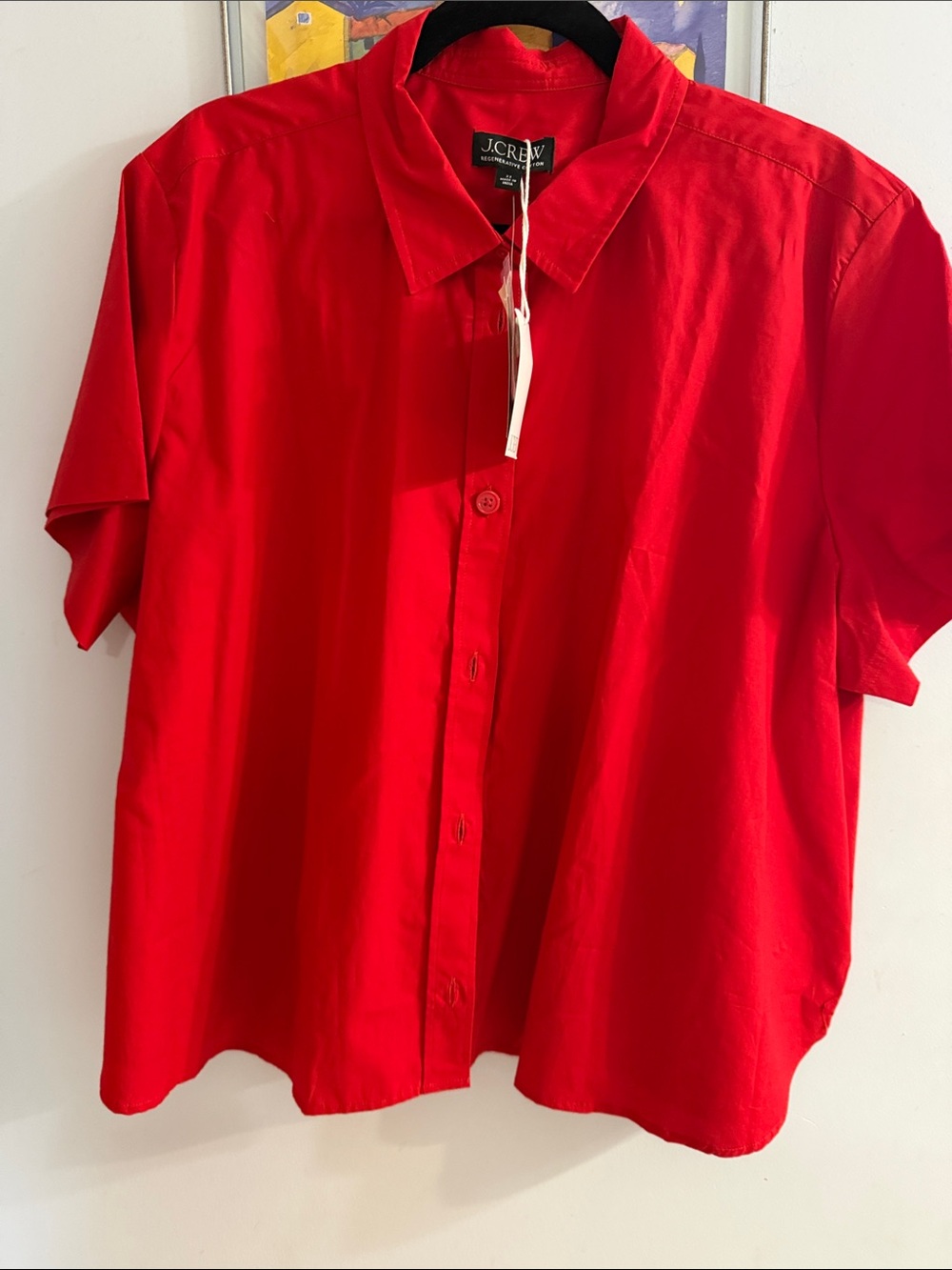 J Crew Regenerative Cotton Shirt in red, size 22 NWT